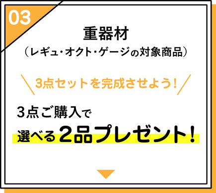 重器材セットで２品プレゼント！